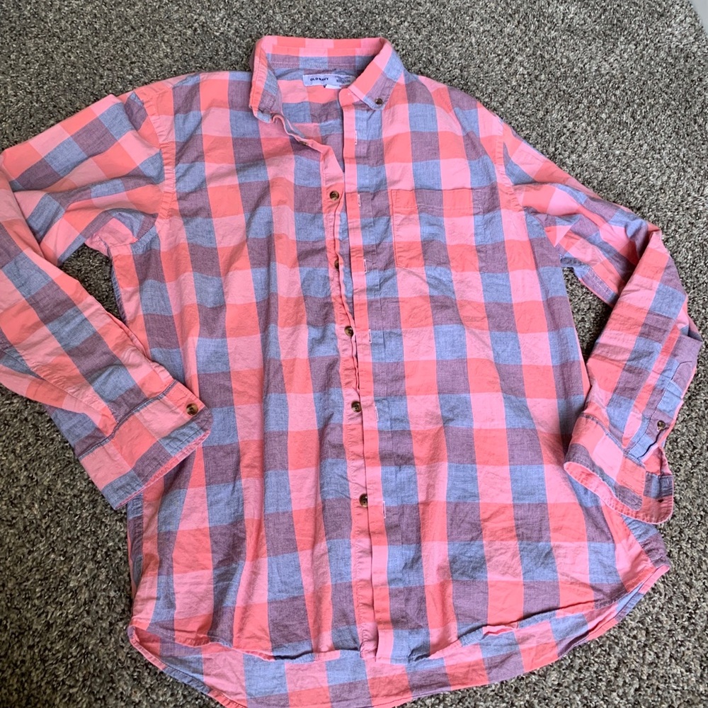 Plaid button worn once